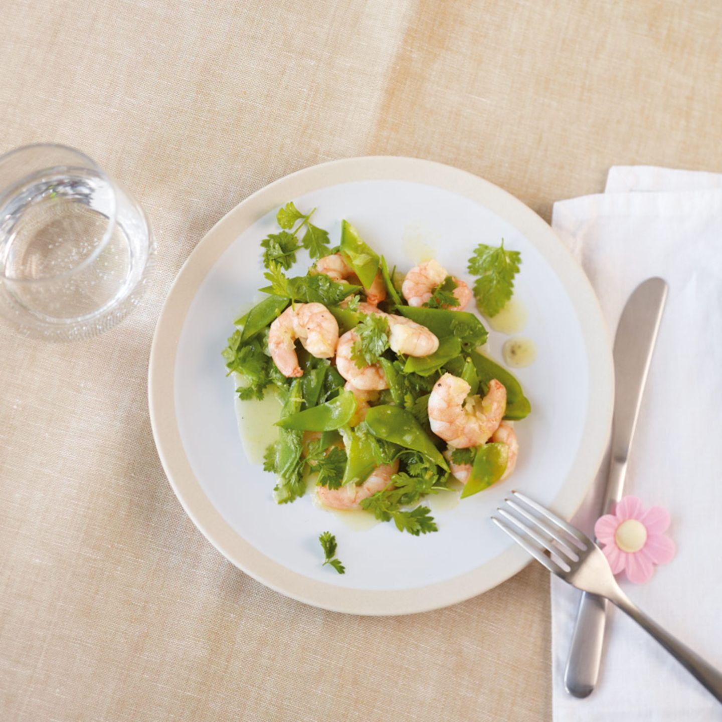 Garnelen-Zuckerschoten-Salat