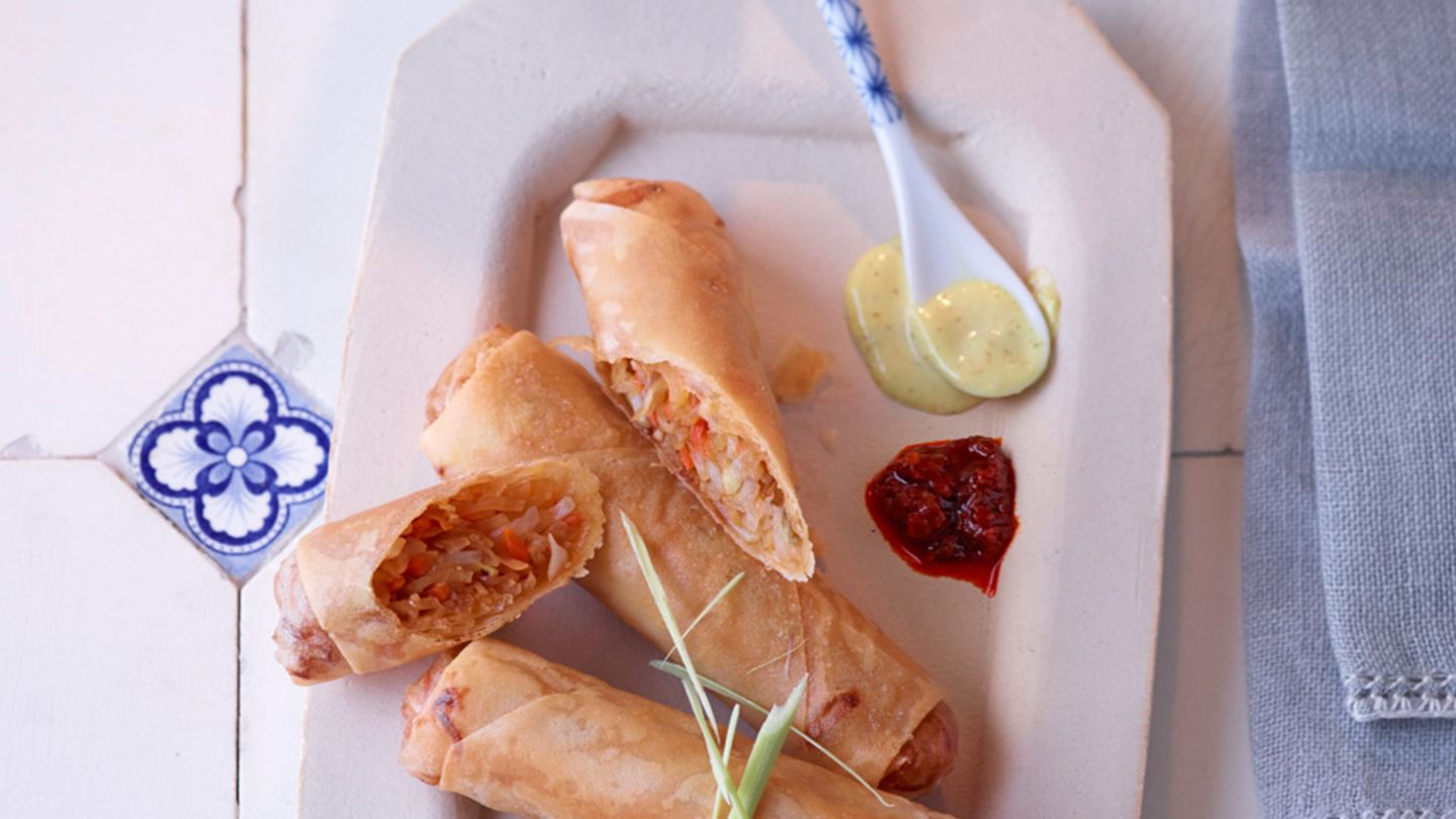 Frühlingsrollen mit Garnelen-Gemüse-Füllung