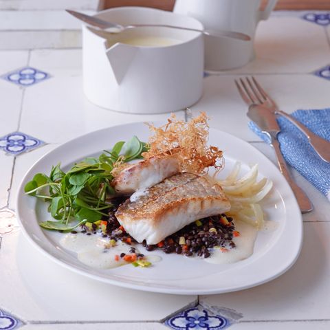 Schellfisch mit Linsengemüse und Zitronen-Beurre-Blanc