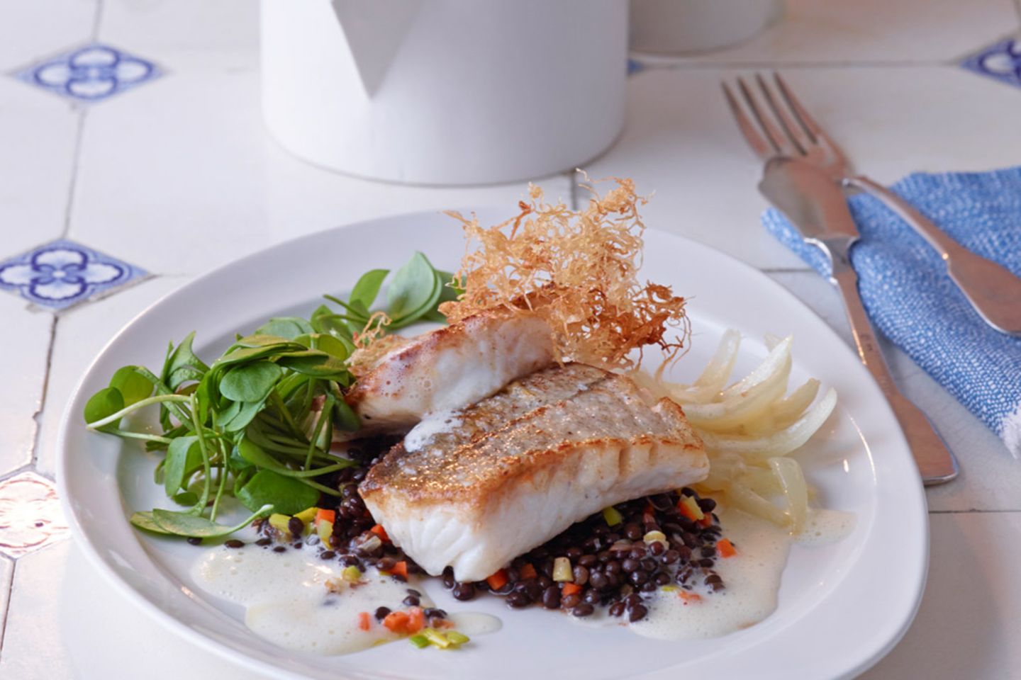 Schellfisch Mit Linsengemuse Und Zitronen Beurre Blanc Rezept Essen Und Trinken