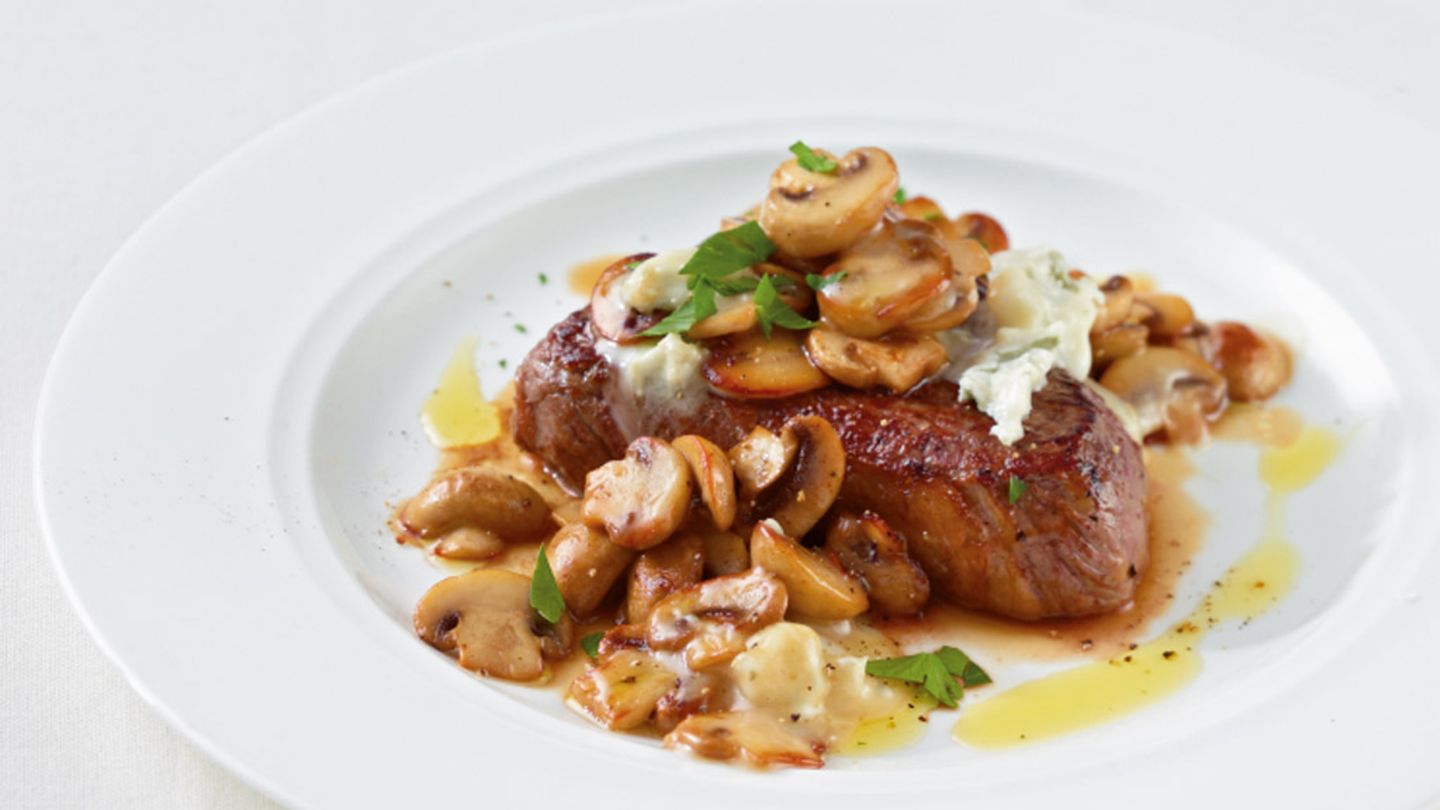Steak mit Gorgonzola und Pilzen Rezept