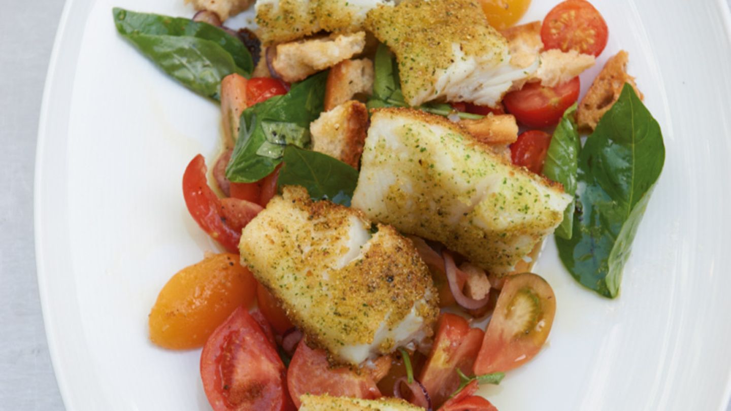 Heilbutt mit Brotsalat Rezept