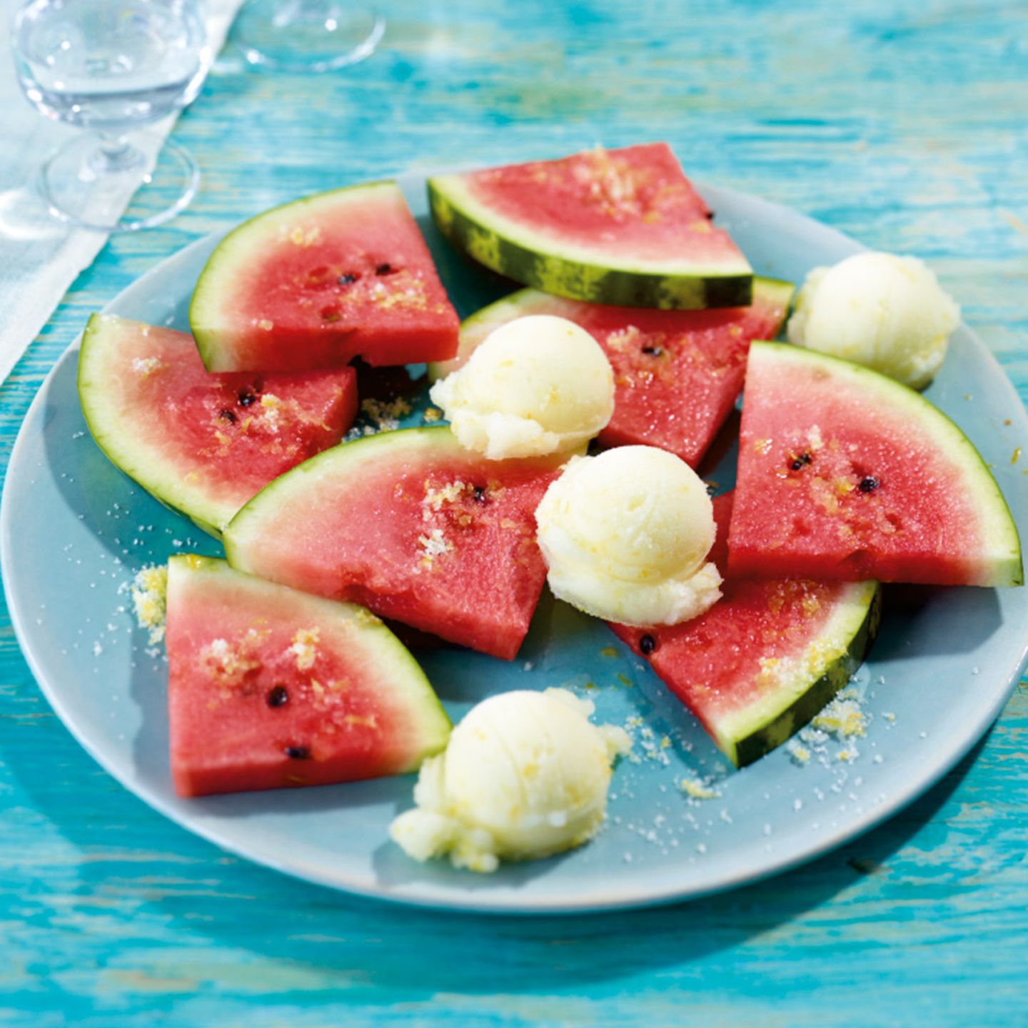Melone mit Zitronenzucker