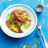 Kartoffel-Mango-Salat mit scharfen Schnitzeln