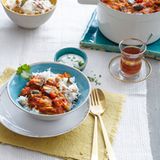Auberginencurry mit Kichererbsen-Reis