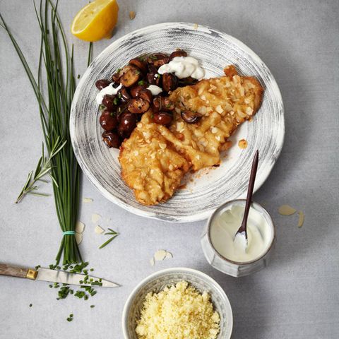 Mandelschnitzel mit Champignons