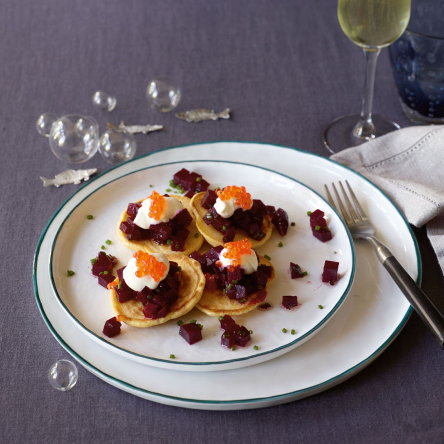 Blini mit Forellenkaviar