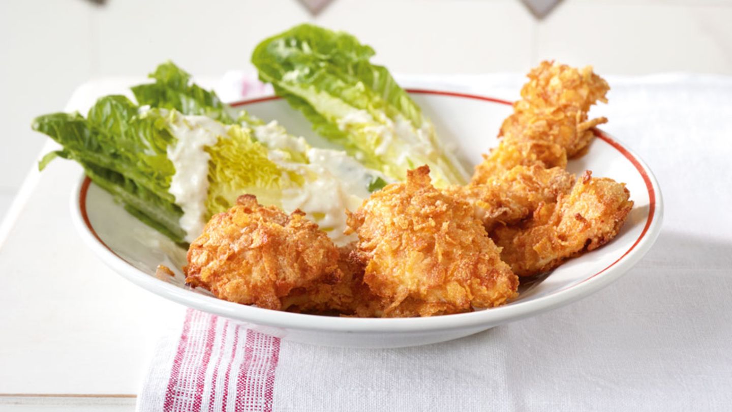 Knusperhähnchen mit Salat Rezept