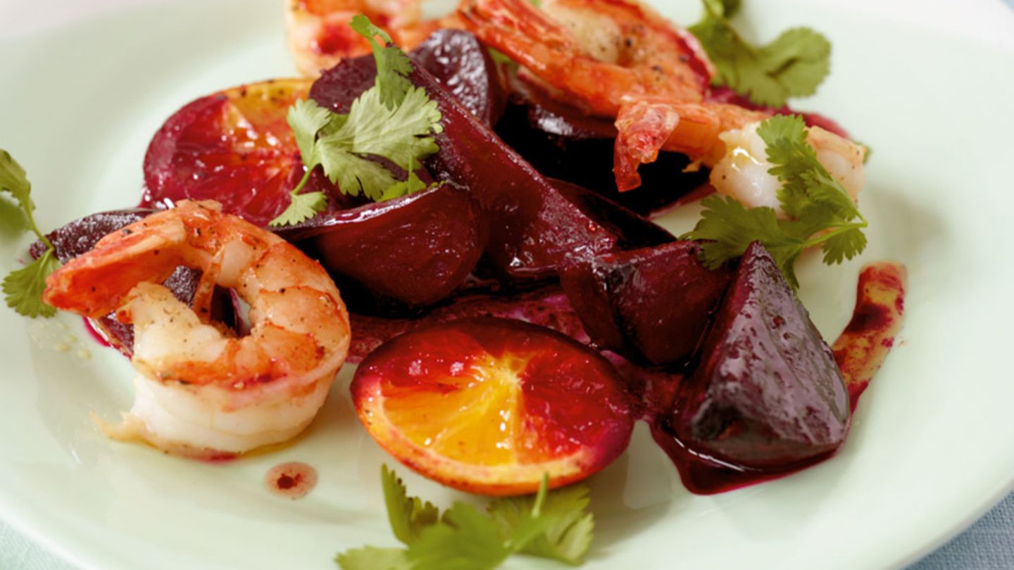 Orangen-Rote-Bete mit Garnelen Rezept