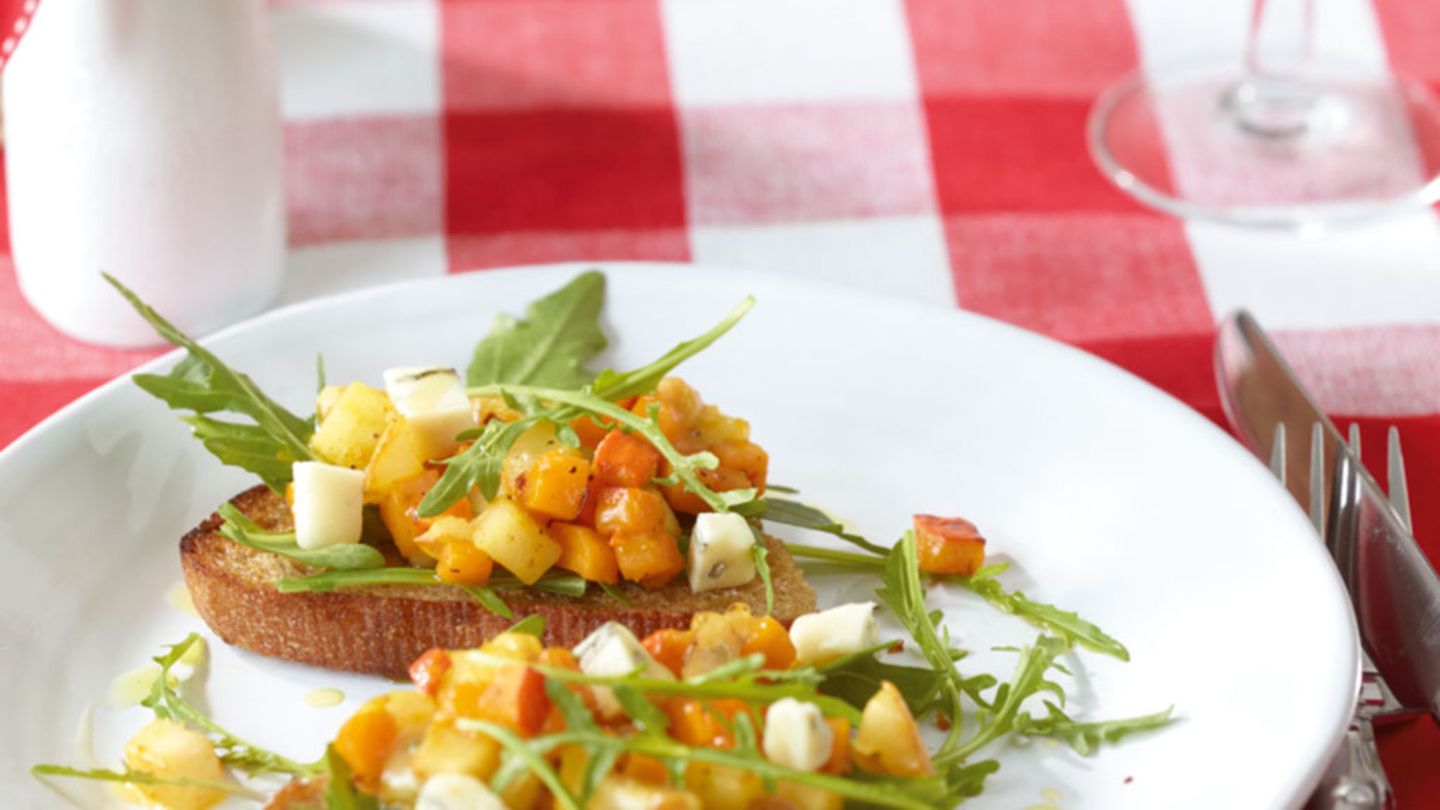 Kürbis-Bruschetta mit Birnen Rezept