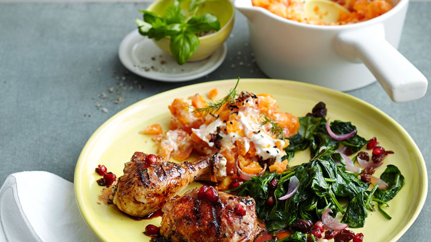 Hähnchenkeulen in Granatapfelmarinade Rezept