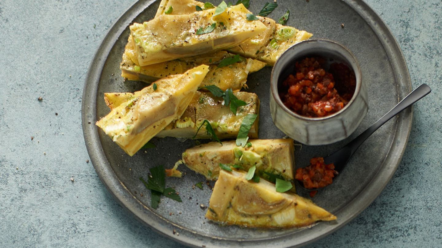 Artischocken-Tortilla mit Paprika-Tapenade Rezept