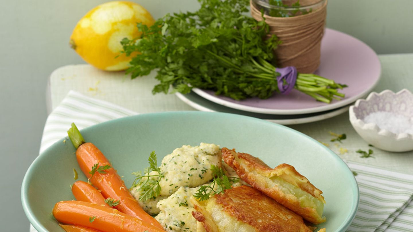 Kohlrabischnitzel mit Kerbel-Polenta Rezept