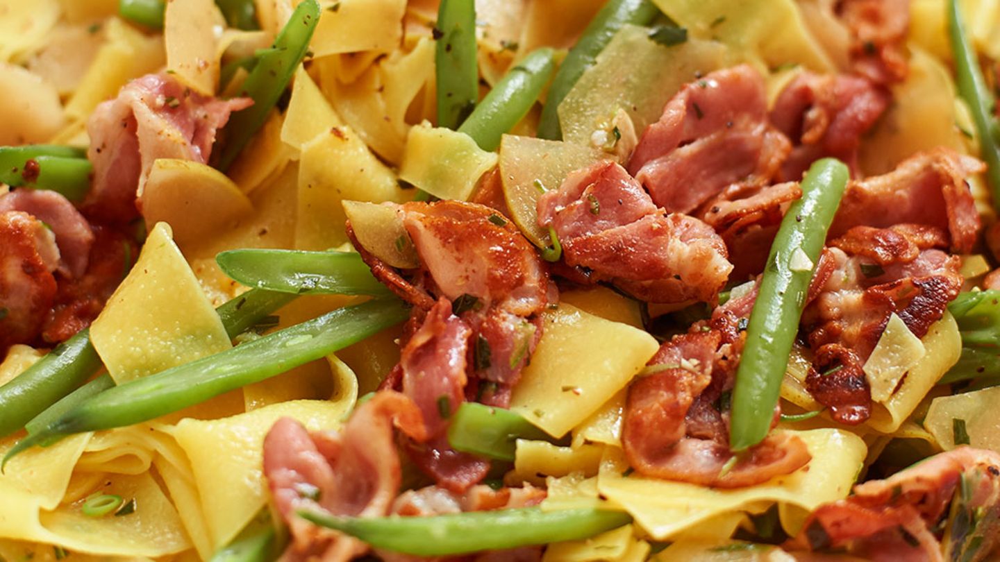 Birnen-Bohnen-Speck-Pasta Rezept