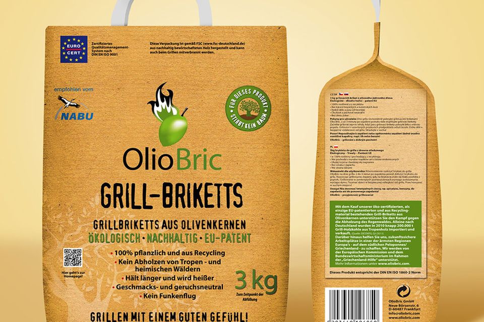 Nachhaltig hergestellt: Grill-Briketts von Olio Bric
