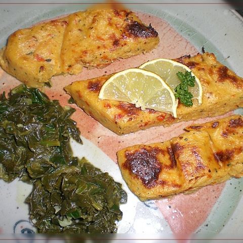 Spinat mit Zitronensauce und Polenta