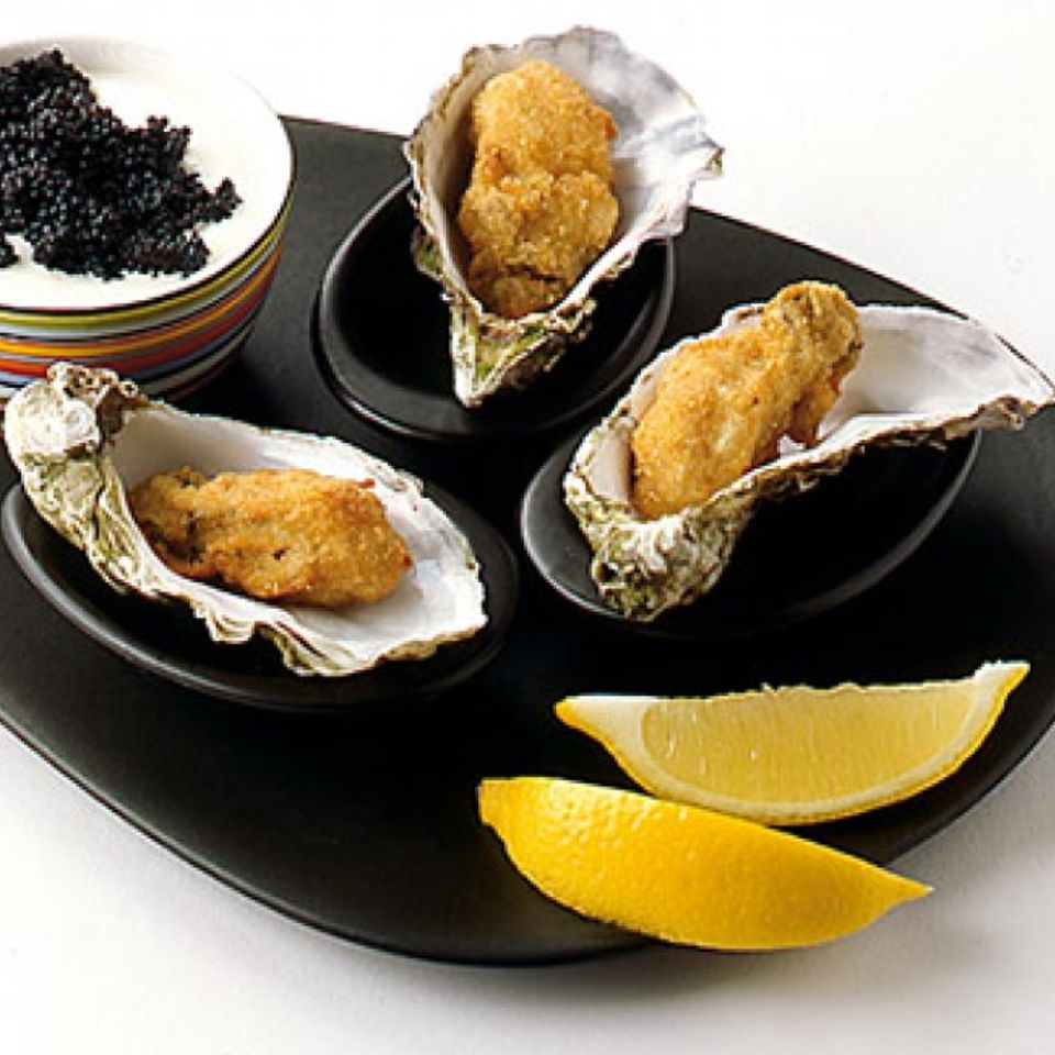 Gebackene Austern mit Kaviar