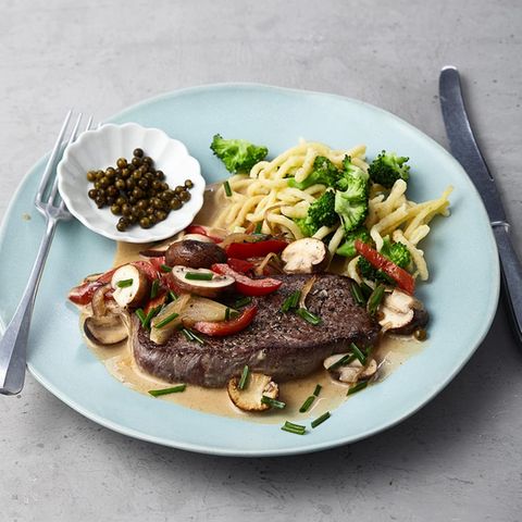 Steaks mit Pilz-Pfefferrahm