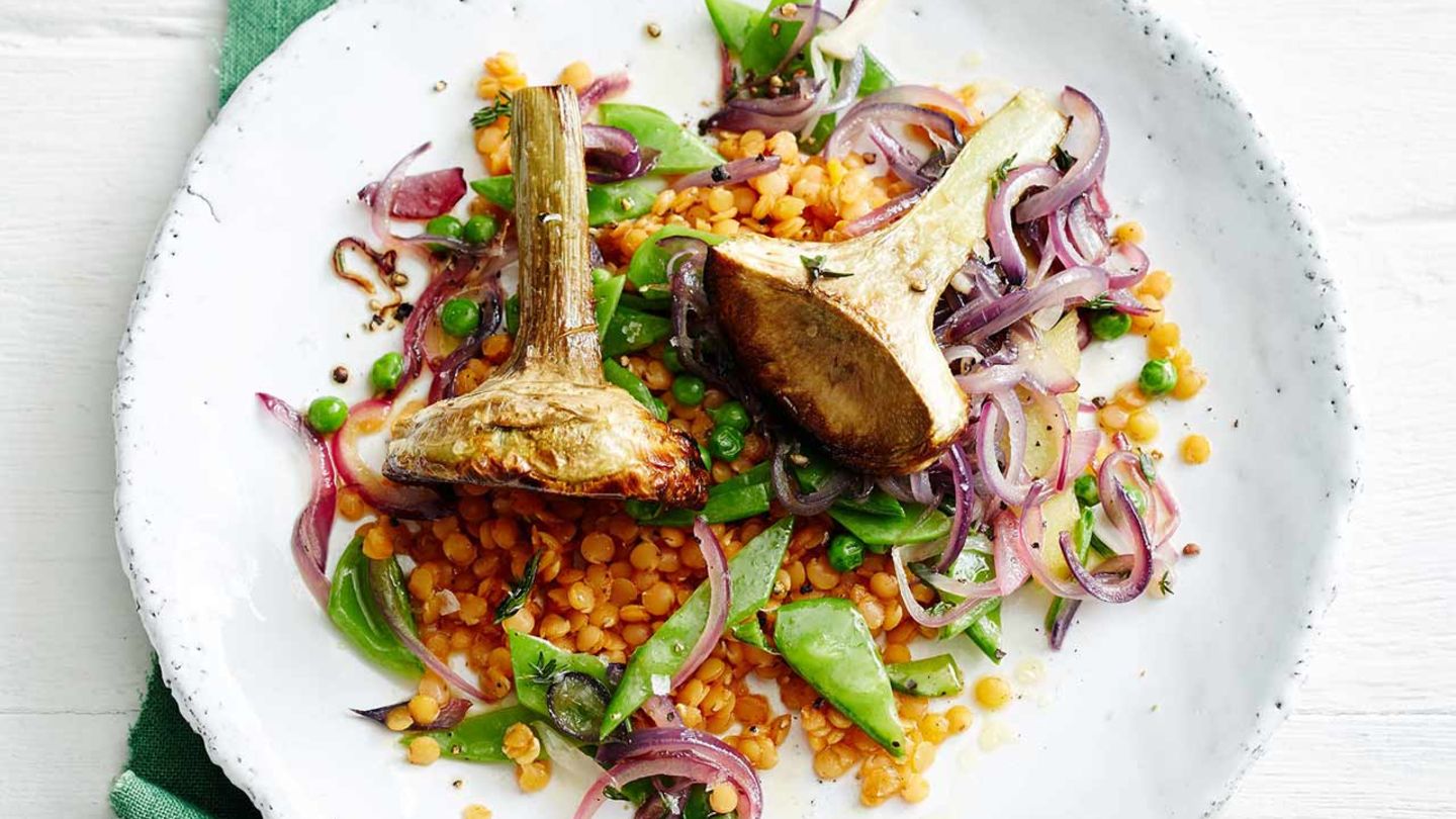 Harissa-Linsensalat mit Artischocken Rezept