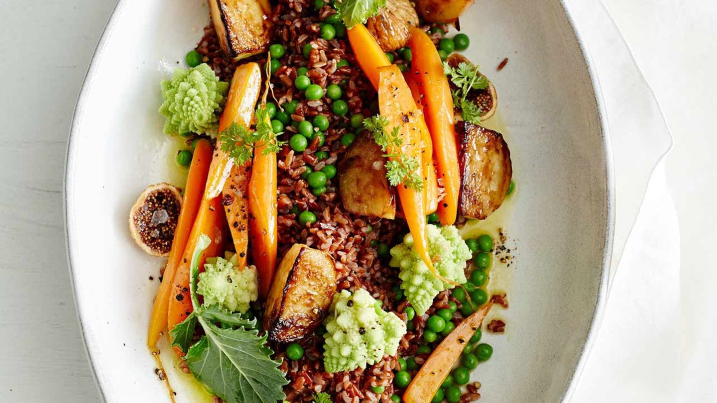 Roter Reis mit Romanesco und Feigen Rezept