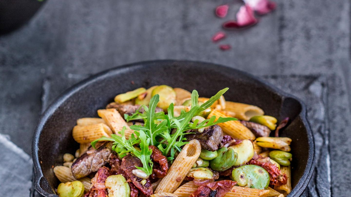 Penne mit Rinderfiletstreifen Rezept