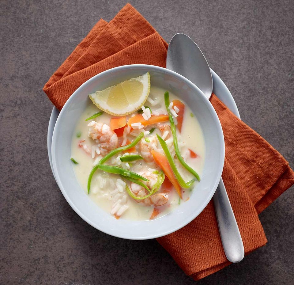 Zitronensuppe mit Garnelen Zitronensuppe mit Garnelen