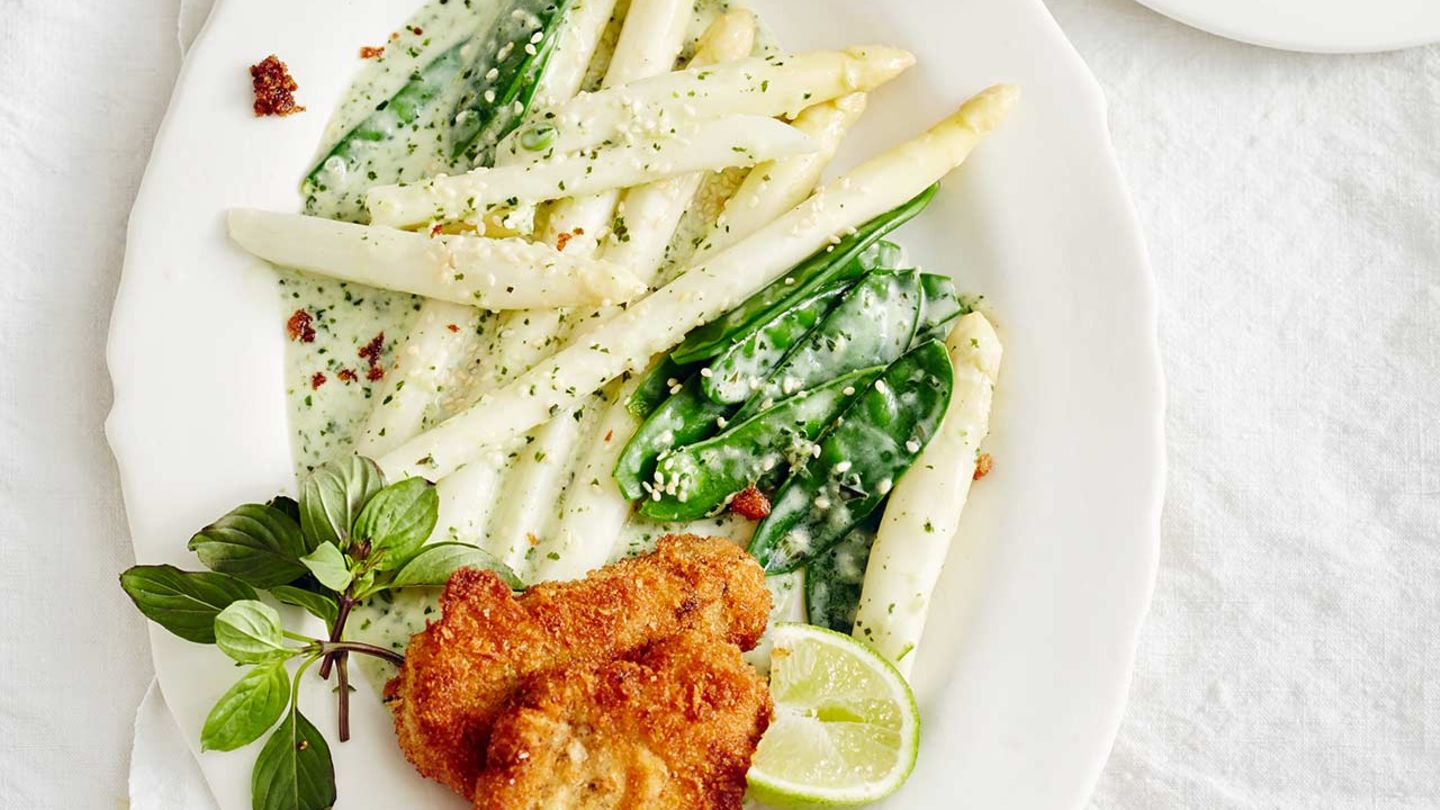 Spargelcurry mit Schnitzel Rezept