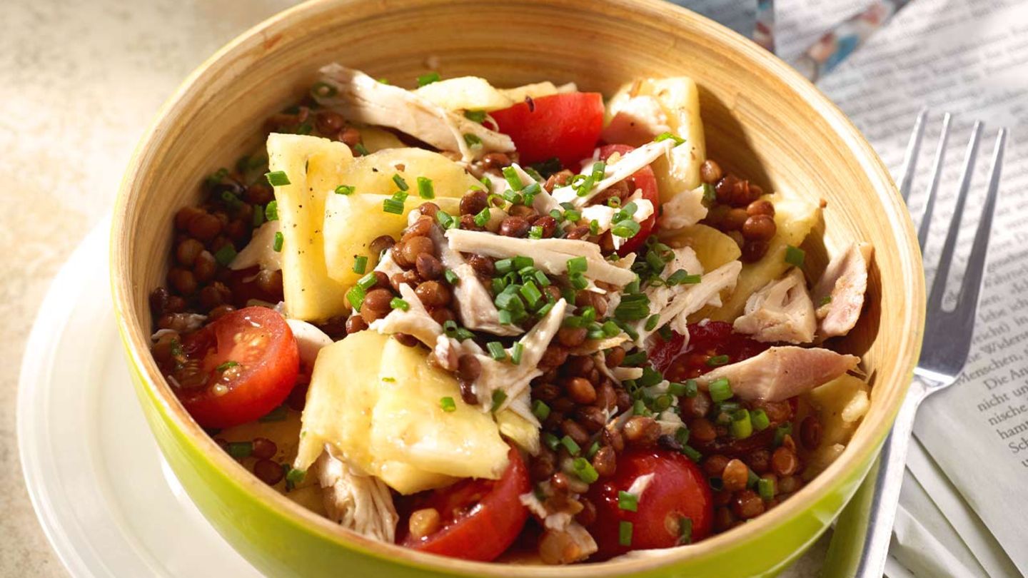 Brathähnchen-Linsen-Salat Rezept