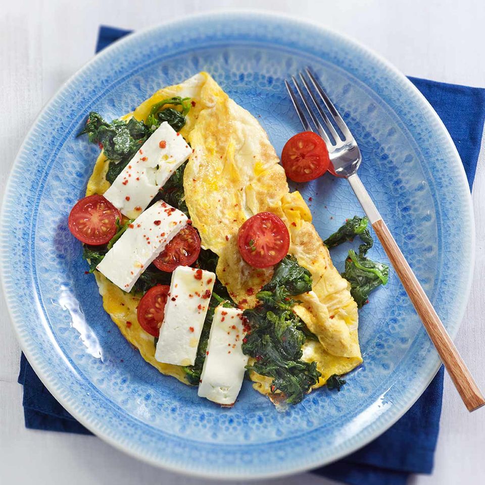 Spinat-Omelette mit Feta