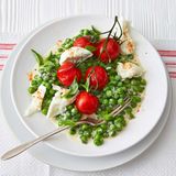 Rahmerbsen mit Mozzarella und Chili-Zucker