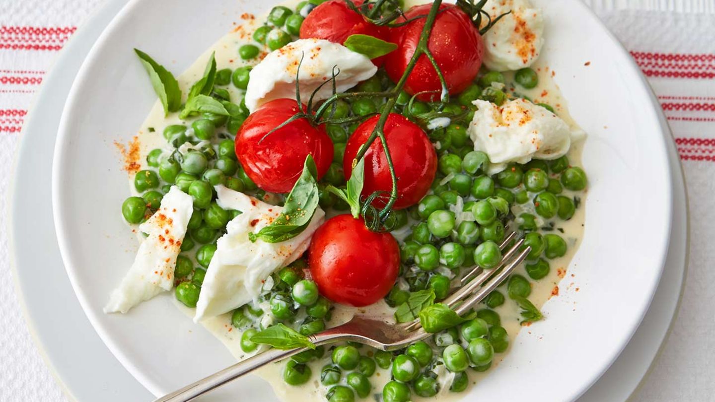 Rahmerbsen mit Mozzarella und Chili-Zucker Rezept