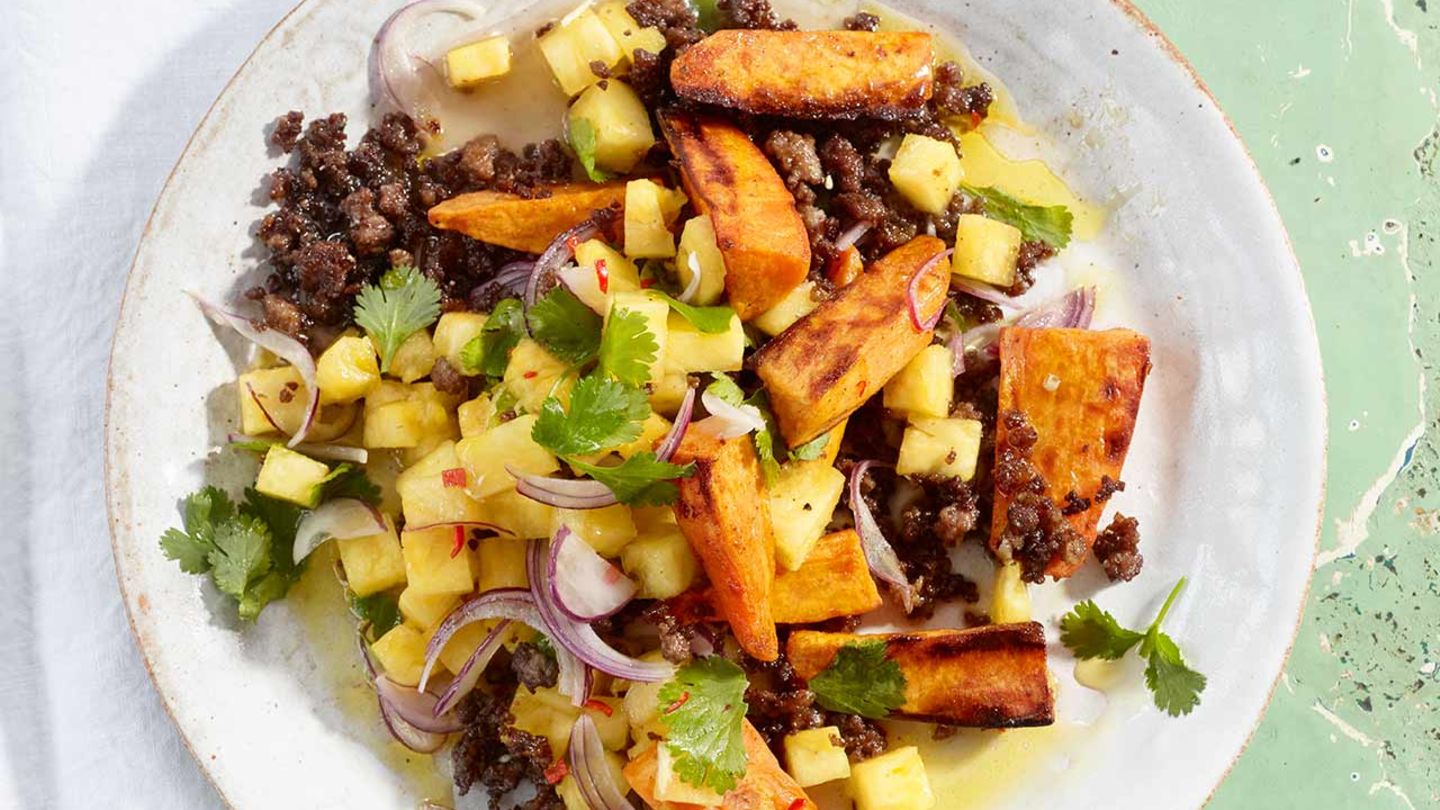 Süßkartoffel-Hack-Salat Rezept