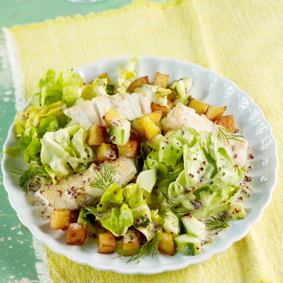 Bratkartoffelsalat mit Kabeljau