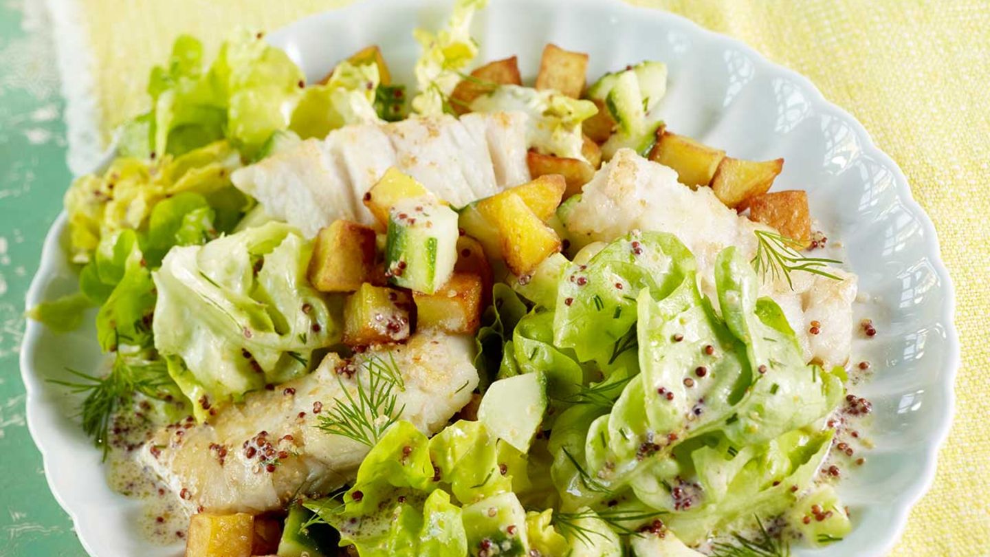 Bratkartoffelsalat mit Kabeljau Rezept