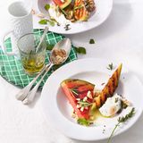 Gegrillte Melone mit Minzquark und Rosmarinöl