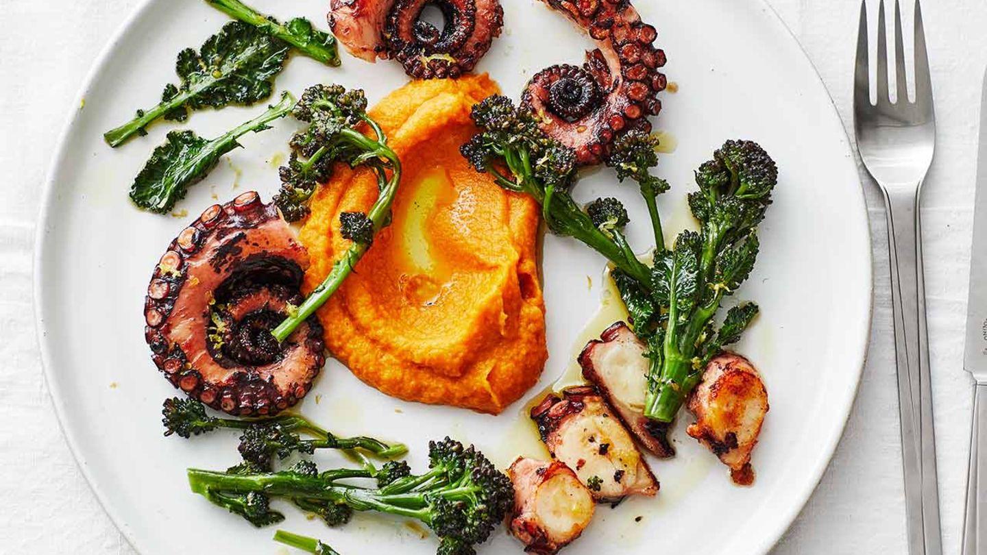 Pulpo mit Chakalaka-Püree Rezept