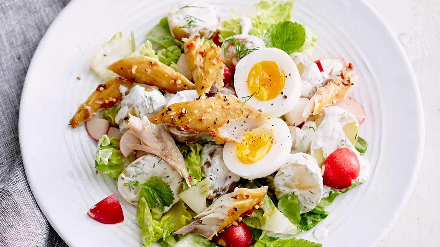 Kartoffelsalat mit Pfeffermakrele Rezept