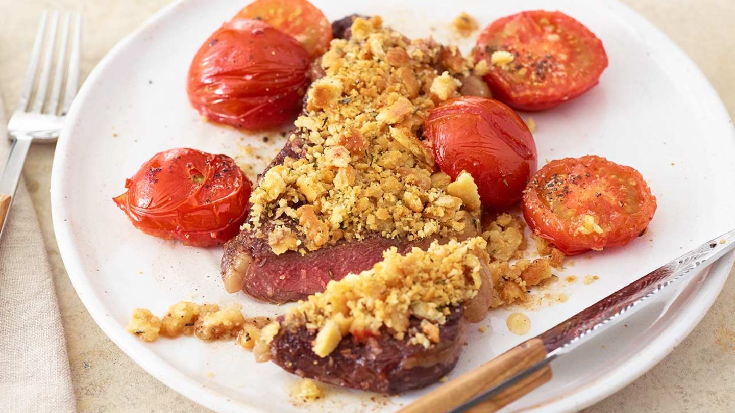 Überbackenes Steak mit Bröseln Rezept