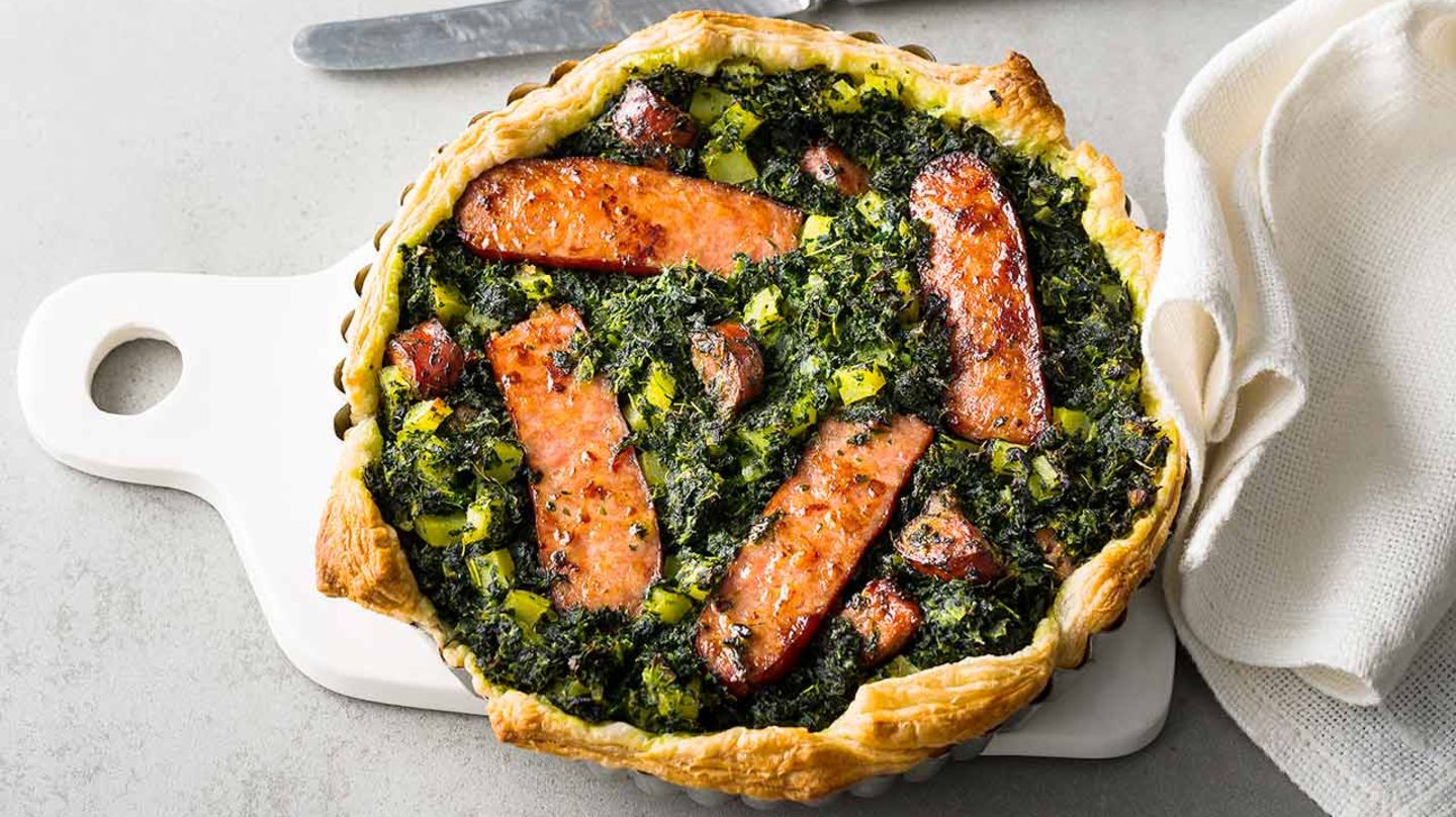 Grünkohl-Tarte mit Kochwurst Rezept