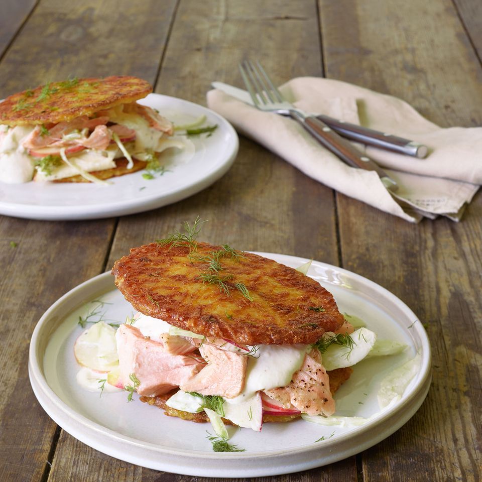 Lachs-Kartoffelpuffer-Burger