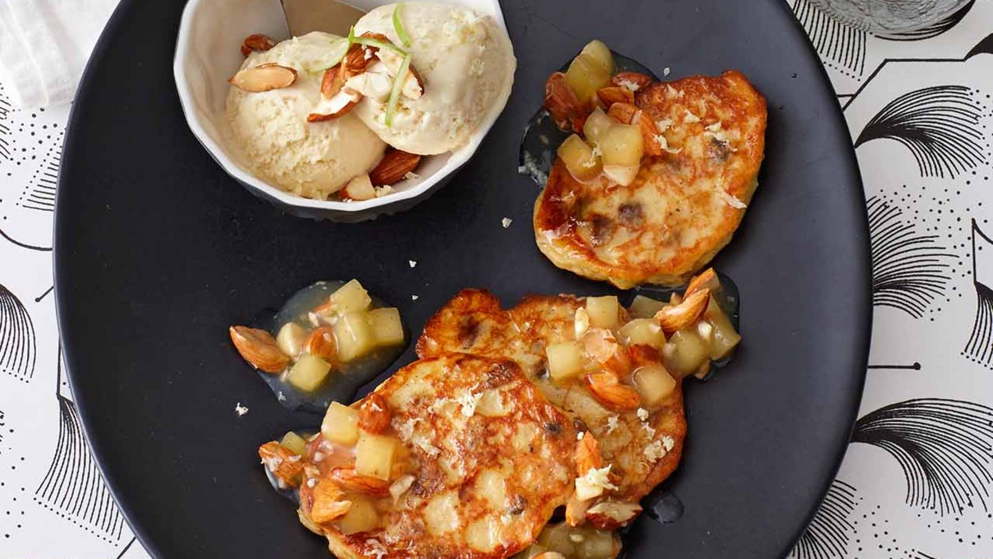 Quarkkeulchen mit Apfel-Meerrettich-Eis Rezept