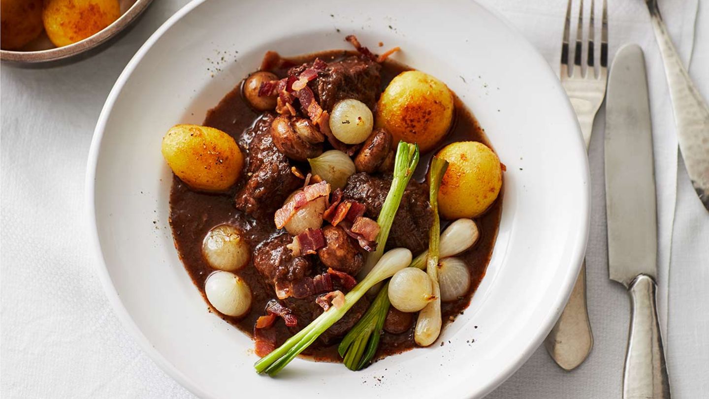 Bœuf bourguignon mit Knusper-Speck Rezept