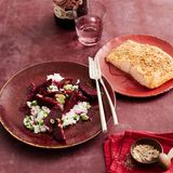 Erbsen-Reis-Salat mit Rote bete und Koriander-Lachs: Thermomix ® Rezept