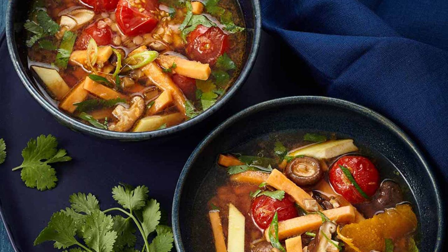Süßkartoffel-Dashi mit Kokos-Ei Rezept