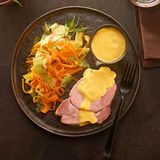 Kasseler mit Möhren-Spitzkohl-Gemüse und Senf-Hollandaise: Thermomix ® Rezept