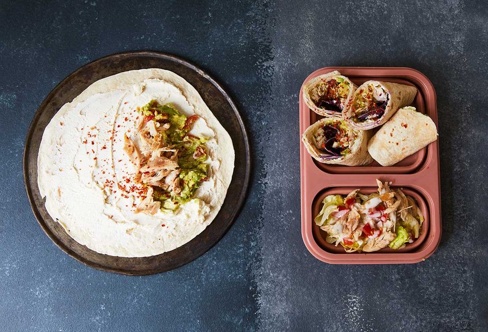 Wraps mit Pulled Chicken "Alles schön vorbereitet" Wraps mit Pulled Chicken "Alles schön vorbereitet"