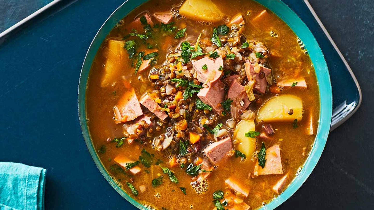 Linseneintopf mit Lyoner Wurst: Thermomix ® Rezept