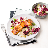 Sweet-Chili-Lachs mit Birnensalat