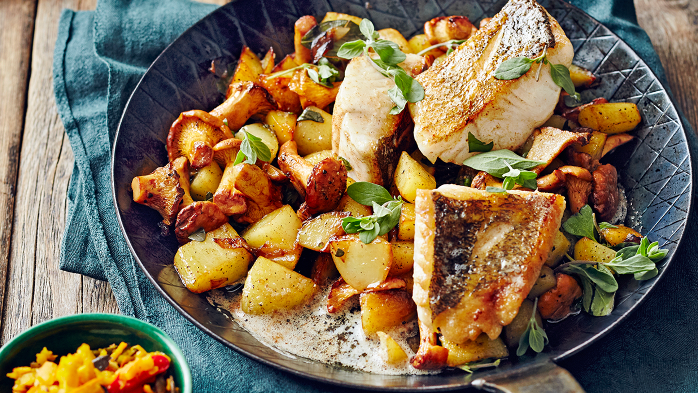 Pfifferlinge und Zander mit Kürbiskraut Rezept