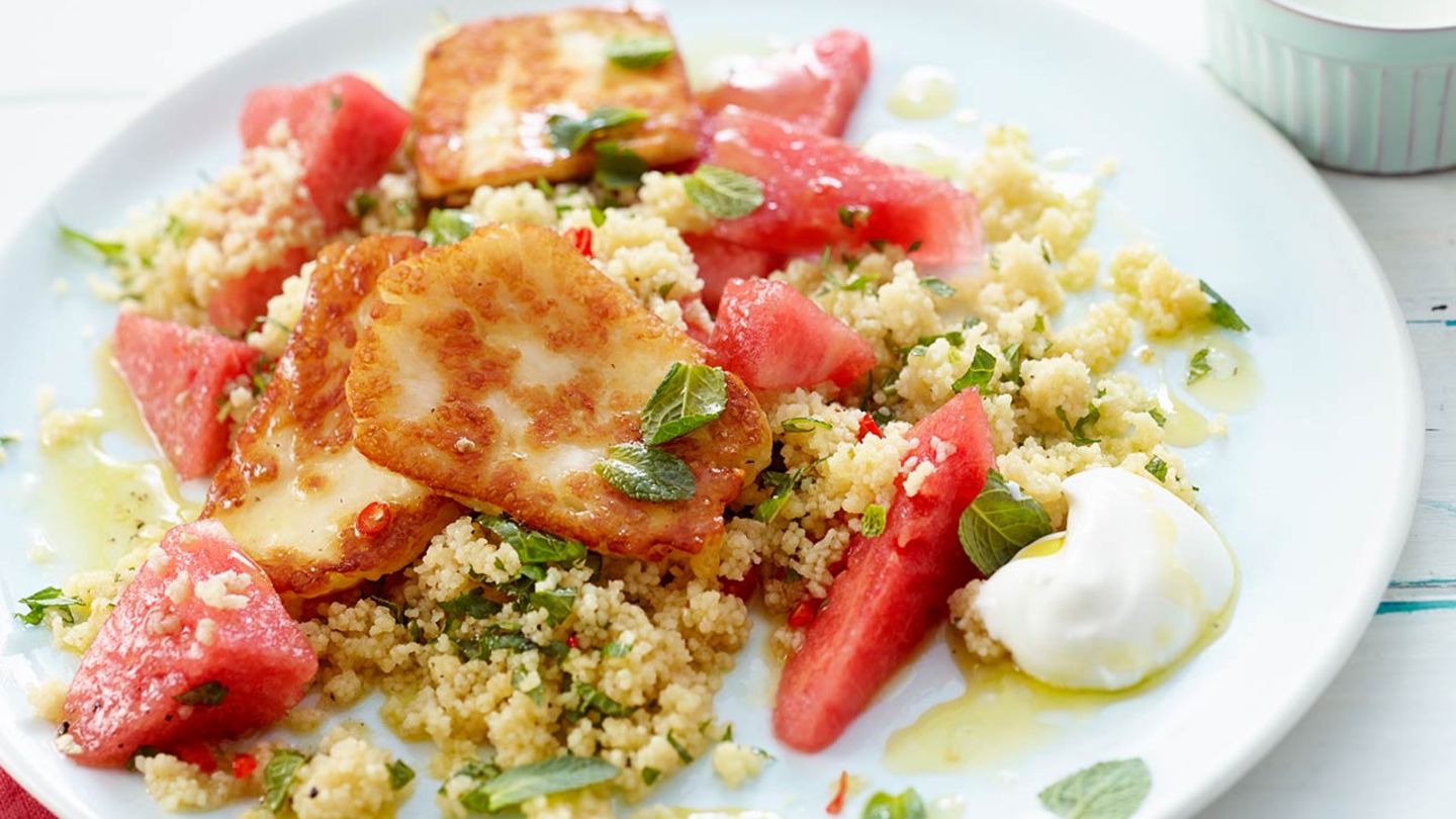 Halloumi mit Melone und Couscous Rezept